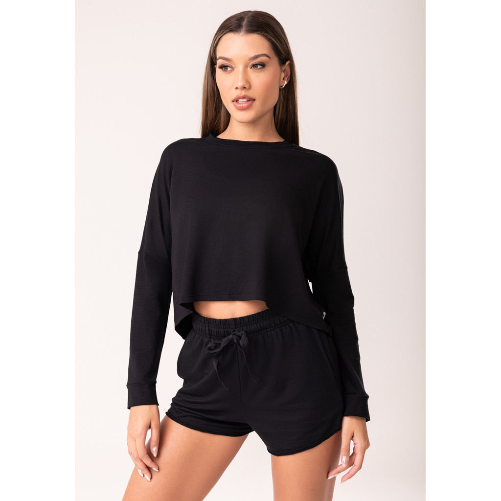 CROPPED FEMININO MOLETINHO MANGA LONGA OASIS DLK