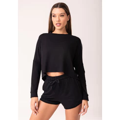 CROPPED FEMININO MOLETINHO MANGA LONGA OASIS DLK