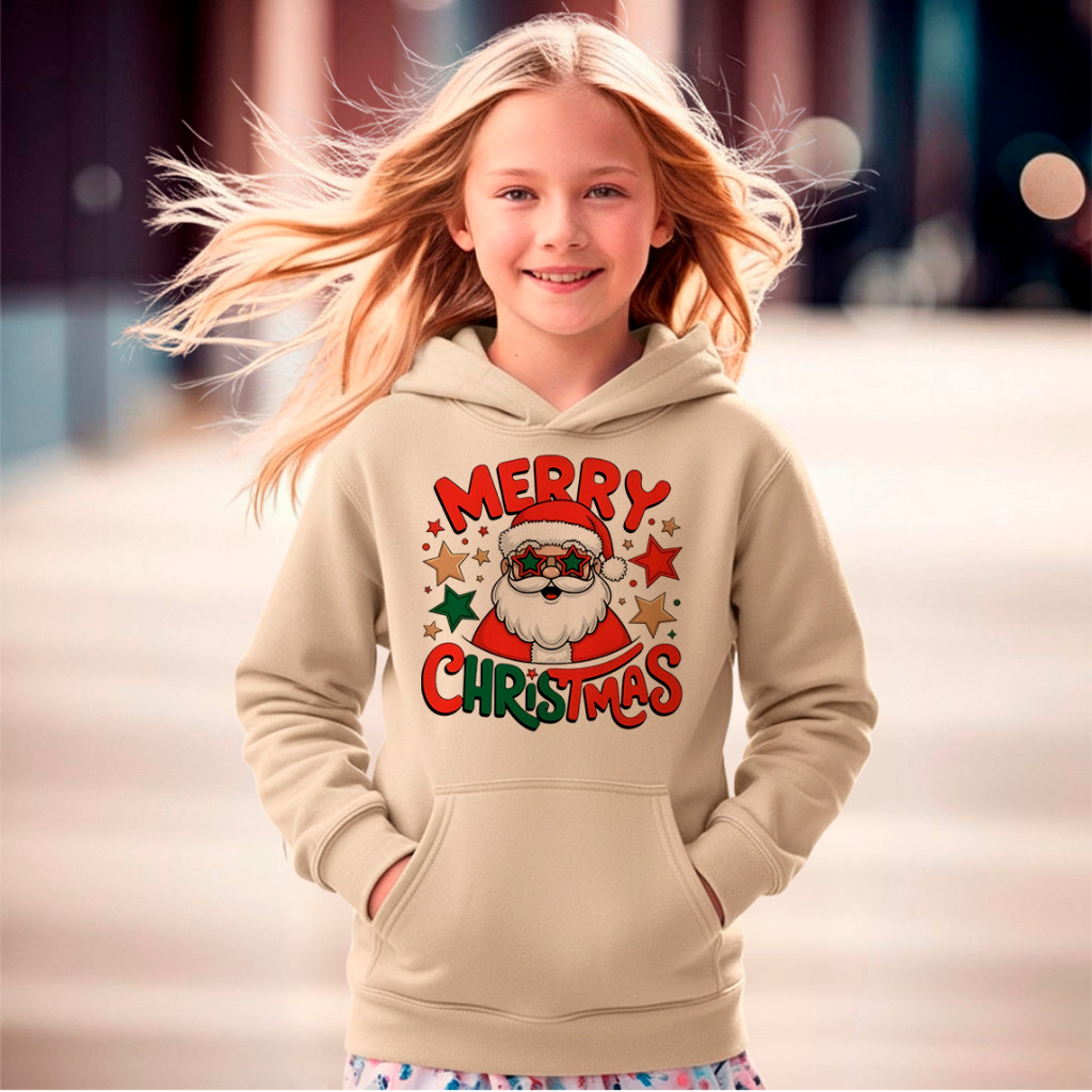 Blusa Moletom Infantil Papai Noel Merry Christmas