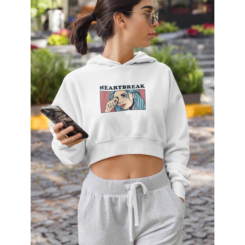 Cropped Moletom Feminino Heartbreak | Estampa Pop Art | Fashion