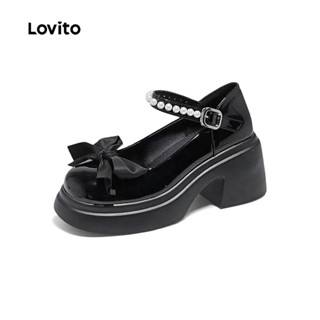 Lovito Saltos Elegantes com Textura para Mulheres LFA103045 em Oferta na Shopee