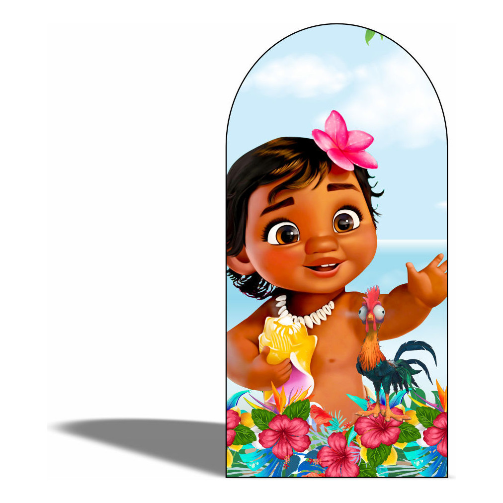 Capa Painel Romano 2x1 Baby Moana Sublimado Festa