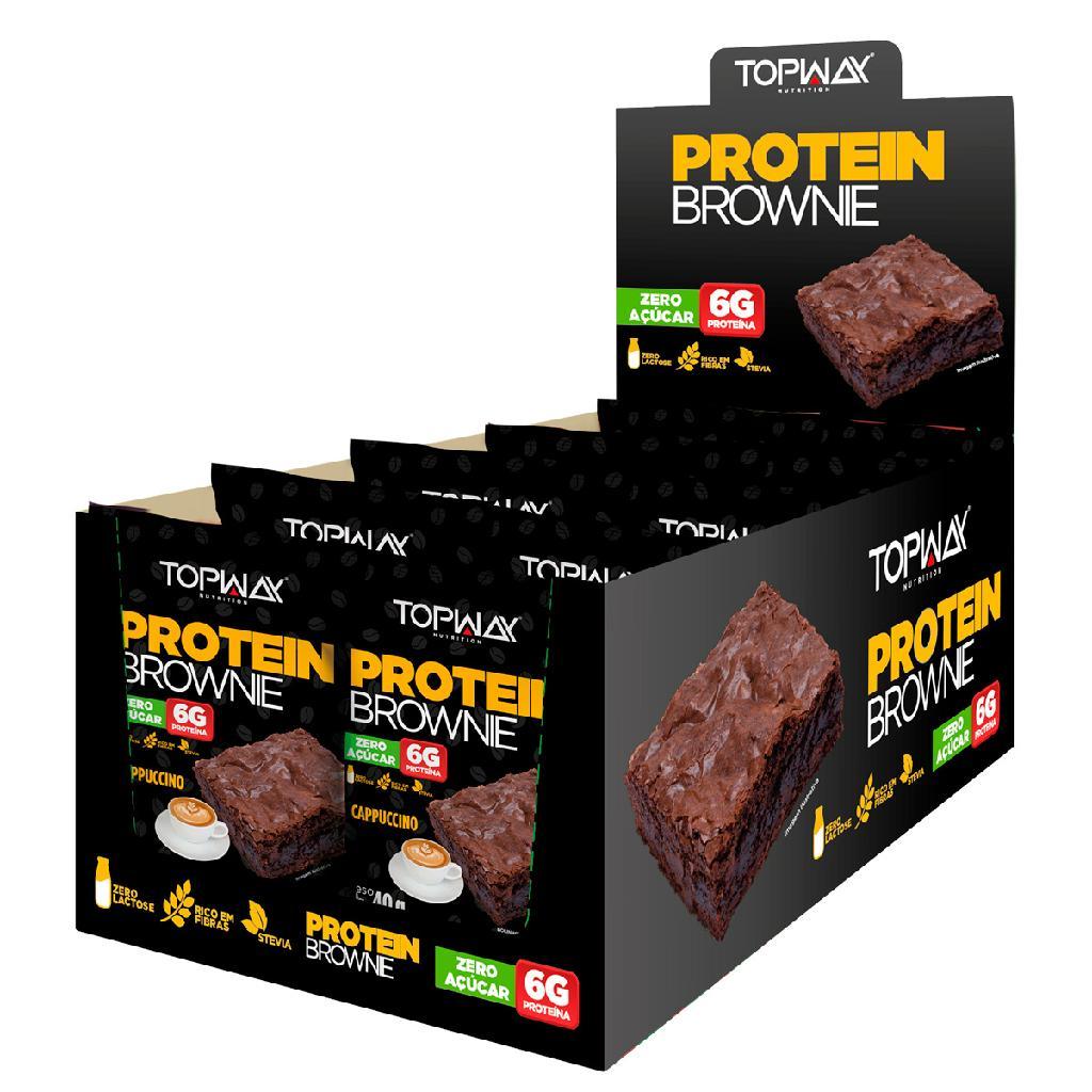 Kit 10 Brownie proteico com whey sabor capuccino sem glúten topway 40g em Oferta na Shopee