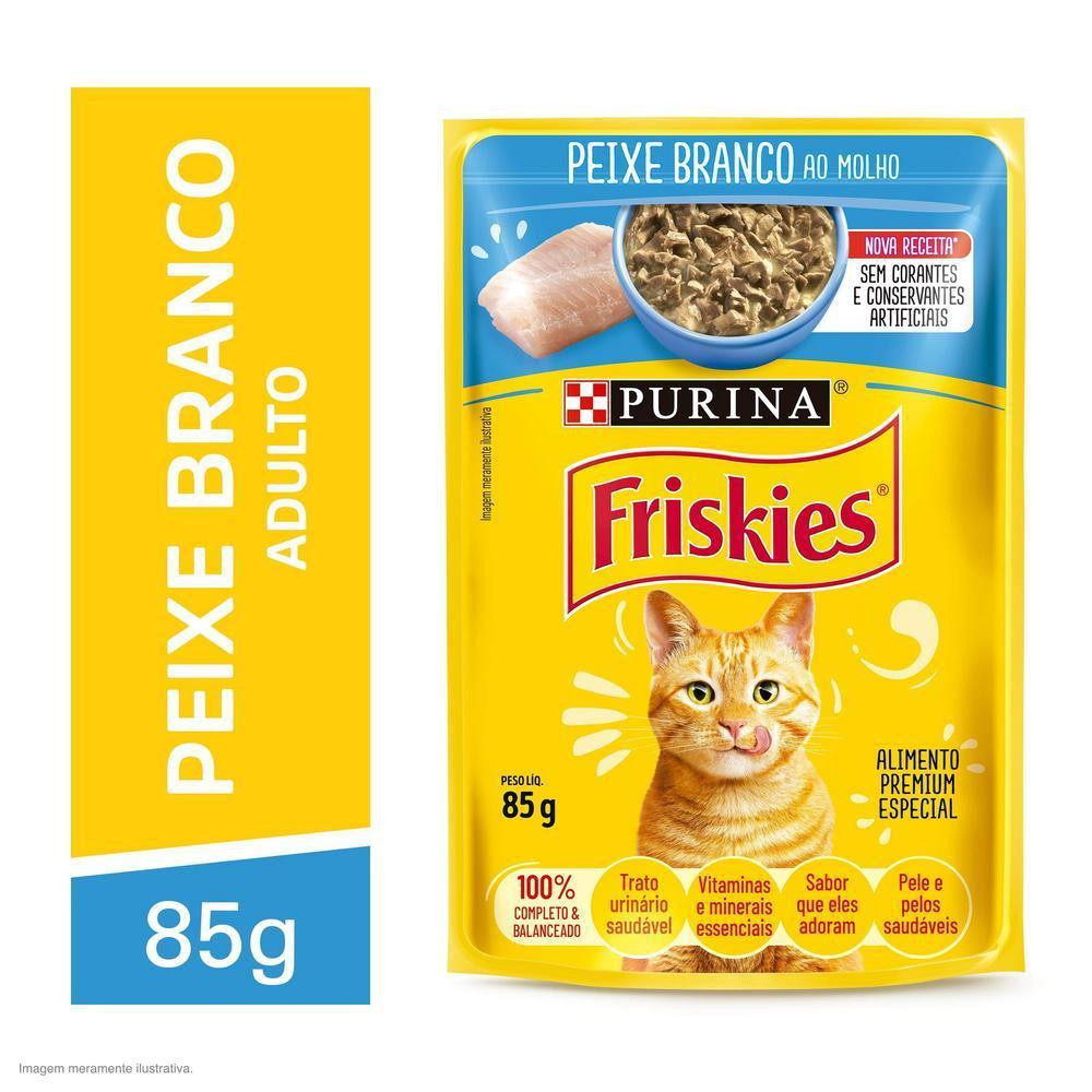 Ração Úmida Gatos Adultos Peixe Branco 85g Friskies em Oferta na Shopee