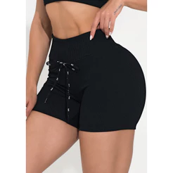 SHORT FITNESS FEMININO CANELADO COM CADARÇO ACTION DLK
