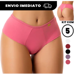 Kit 5 Calcinhas Fio Duplo Lateral Dupla em Microfibra e Forro 100% algodão Confortável Dia-dia Luxo