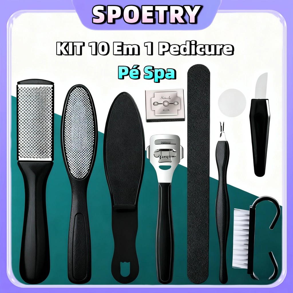 10 Em 1 Pedicure Pé Spa Conjunto De Aço Inoxidável Kit Cuidados Com Os Pés Removedor De Pele Morta