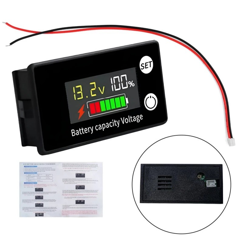 Medidor Digital De Energia DC8-100V Voltímetro LCD Com Função De Temperatura De Alarme 6133A
