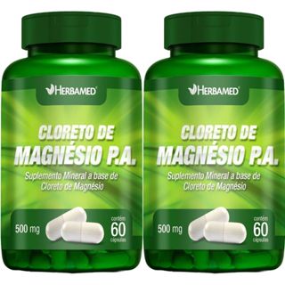 Kit 2X Cloreto de Magnesio PA 500mg 60 Cápsulas - Herbamed em Oferta na Shopee