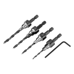 JOGO DE BROCAS ESCAREADORAS PARA MADEIRA, 3-5 MM, 4PCS//DENZEL