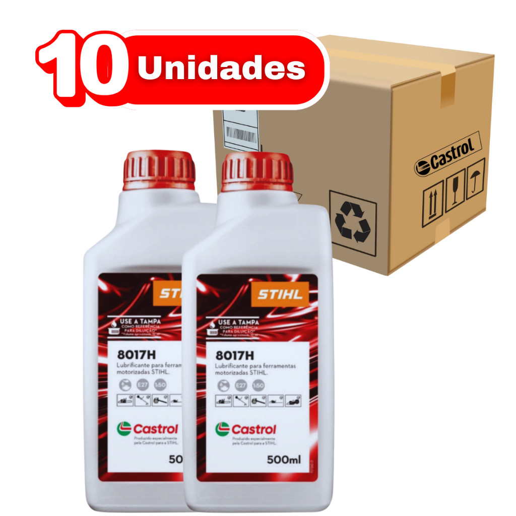 Kit Castrol Stihl 10 Unidades Óleo Lubrificante Motor 2 Tempo  Motosserras Roçadeiras Soprador 500ml