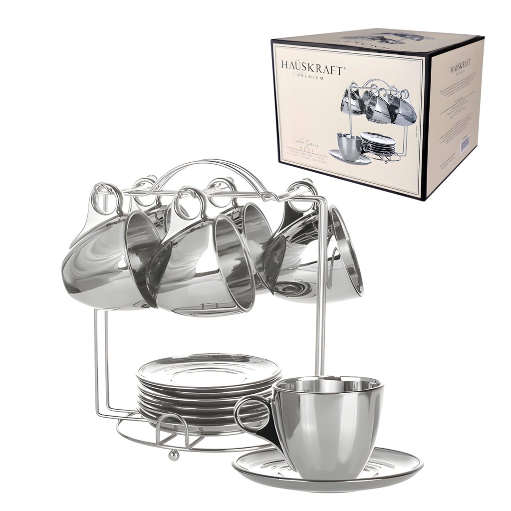 Jogo 6 Xicaras Para Café Chá De Vidro Com Pires E Suporte De 170ml em Oferta na Shopee