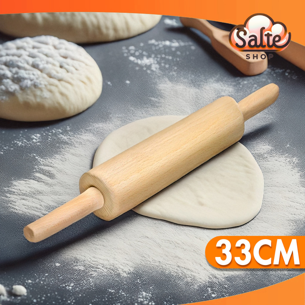 Rolo De Madeira Para Massas pizzas Pau De Macarrão 33CM Massas Pizza Biscoitos
