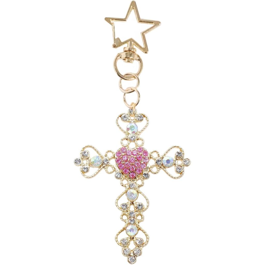 Kawaii Bling Cruz Cristã Chaveiro Saco Encantos Bolsa Do Carro Acessórios Aniversário Presentes De Natal Para Mulher