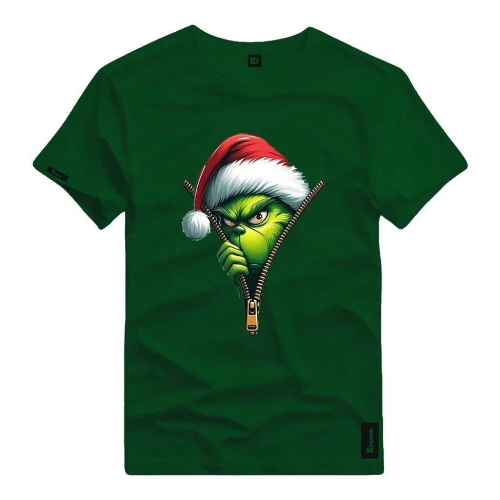 Camiseta Masculina Natal Estilosa Estampada Grinch Natalino Lançamento Camiseta 100% Algodão Plus Size - Asphalt Vibe