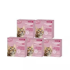 Kit 05 Vermífugo Chemital Chemitec Para Gatos com 4 Comp