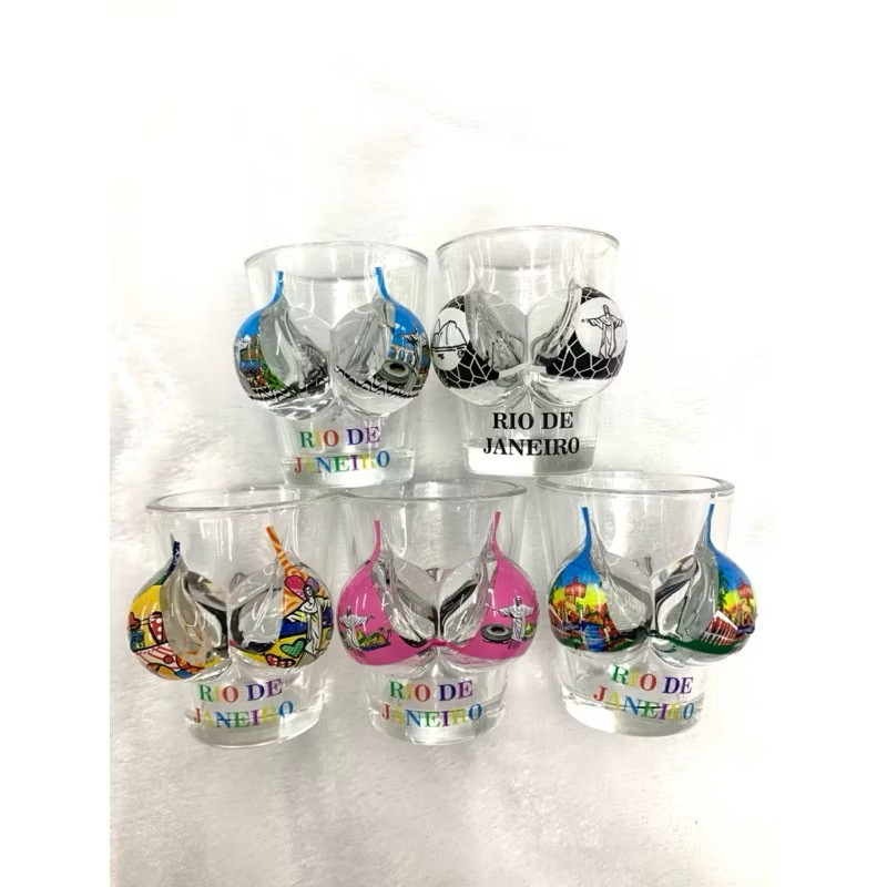 Copo  Aperitivo Dose Shot Lembrança Rio De Janeiro Brasil Souvenir Vidro Cachaça Tequila em Oferta na Shopee