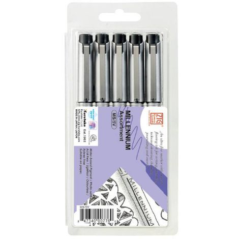 Caneta Nanquim Kuretake Zig Millennium 5 Pontas 0.05/0.1/0.3/0.5/0.8 Mm Ms5v