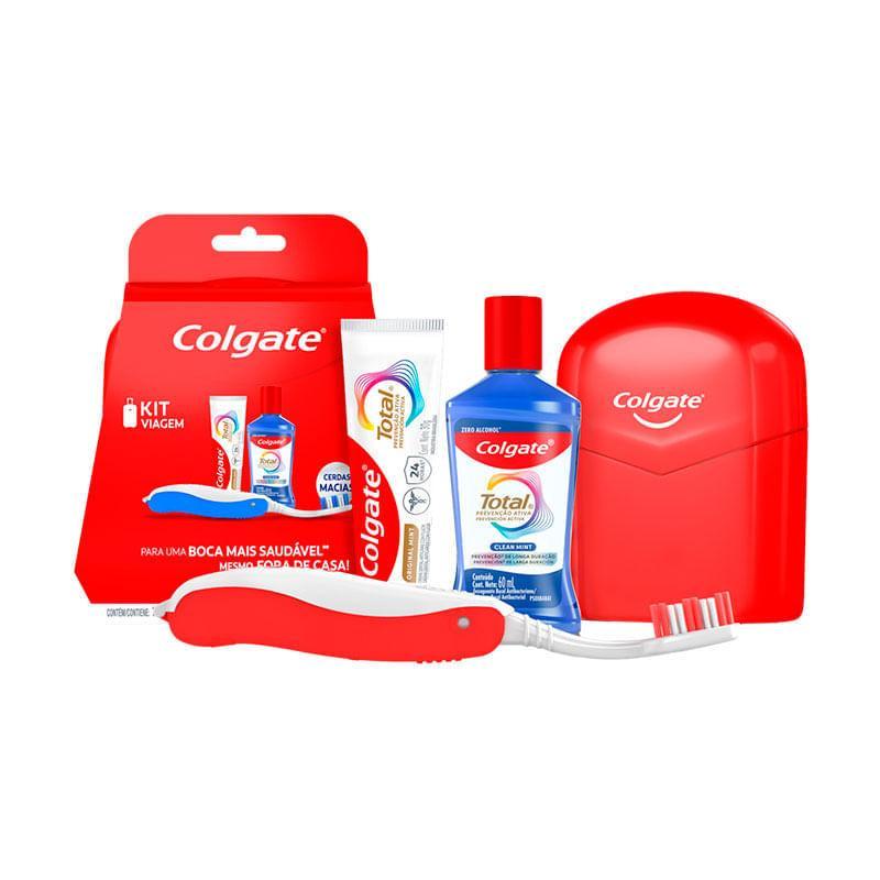 Kit de Higiene Bucal Para Viagem Colgate 1 Creme Dental 30g + 1 Enxaguante Bucal 60ml + 1 Escova Dental Dobrável em Oferta na Shopee