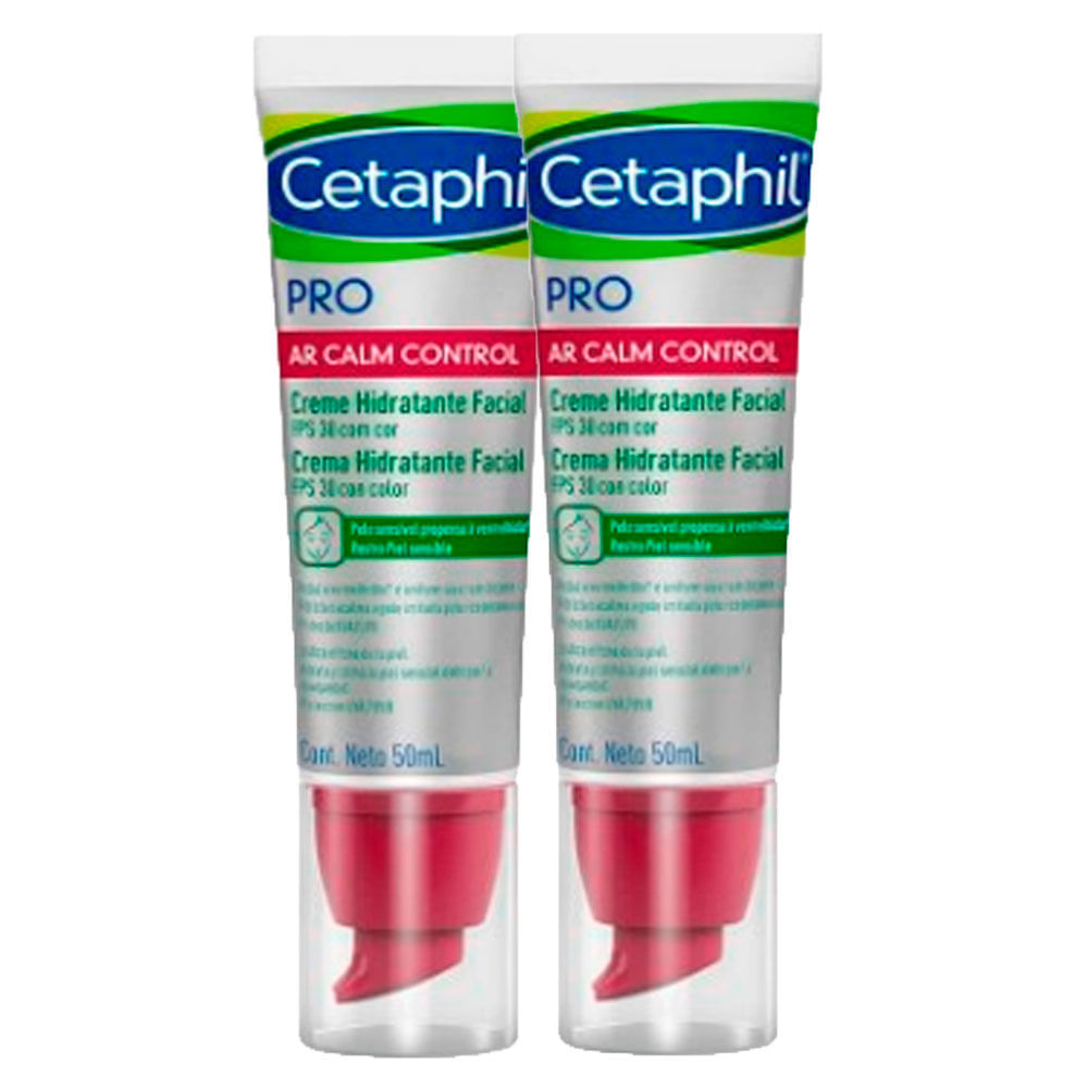 Kit 2 Cetaphil Creme Hidratante Facial Pro Ar Calm Control com Cor FPS 30 50ml
