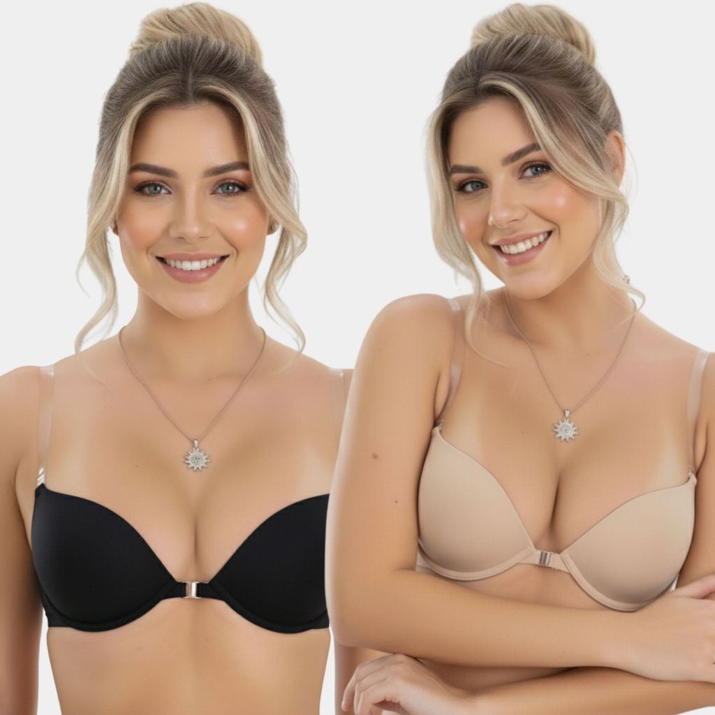 Kit 2 ou 1 Sutiã Com Bojo e Aro Costa Nua Com Alça De Silicone Removível Invisível Fecho Frontal