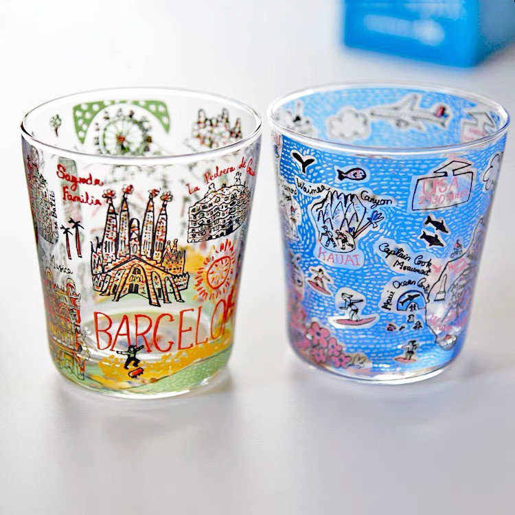 Copo de Vidro da Cidade Copo de Água Copo de Cerveja Copo de Suco Copo de Café da Manhã Ilustração Copo de Chá Japonês 0