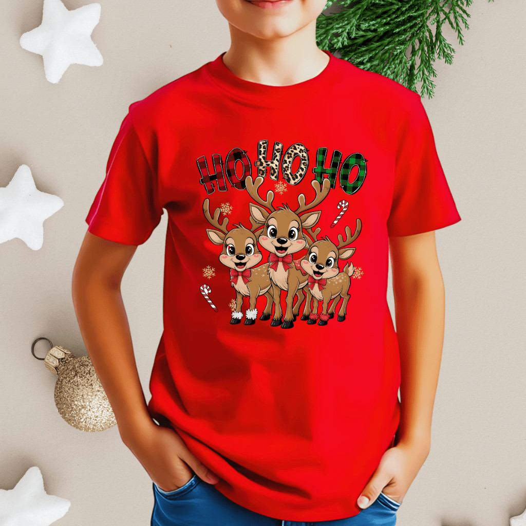 Camiseta Camisa Premium Camiseta Infantil Unissex Varias Estampas Natalina Papai Noel Feliz Natal Alce Rena Diversas Cor