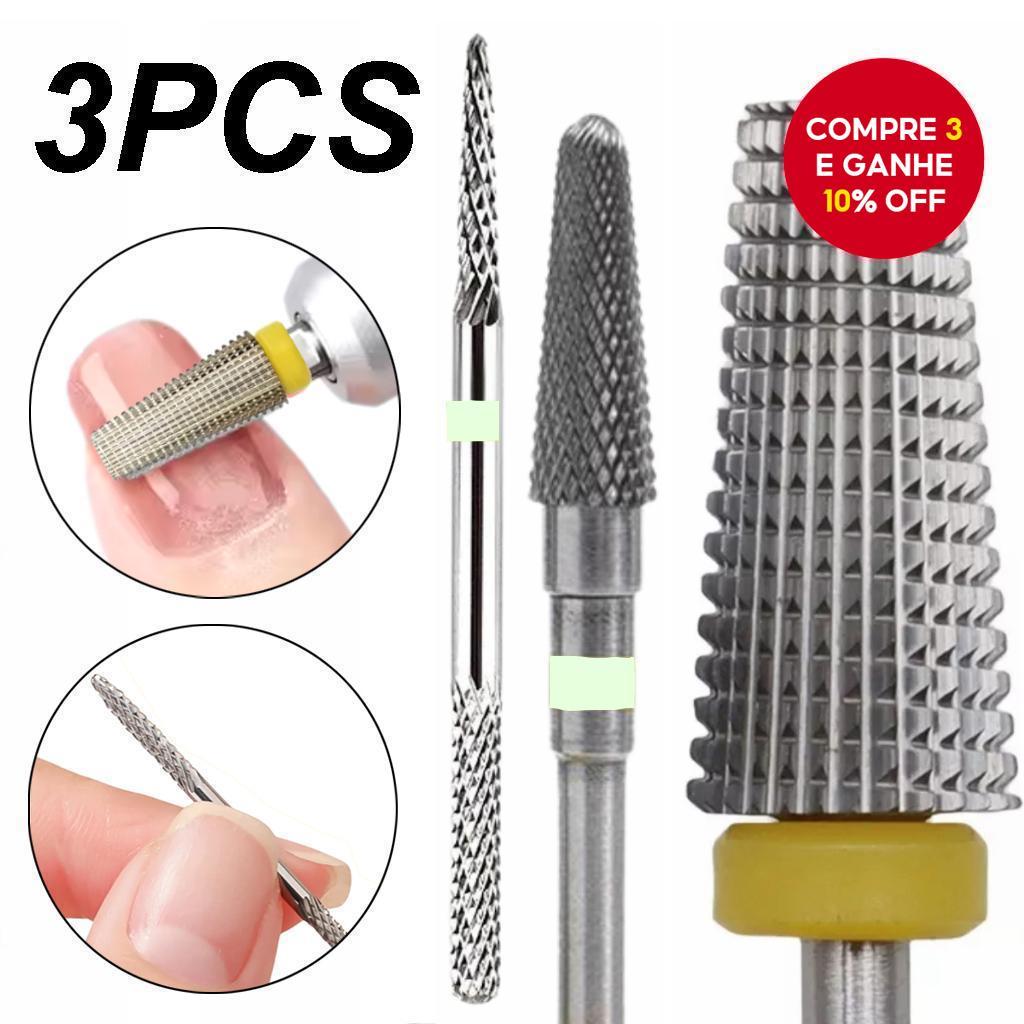Kit 3 Brocas Profissionais De Tungstênio Gel Unha Porcelana Arte Do Prego Broca Cônica Agulha Nivelamento Acabamento Mov