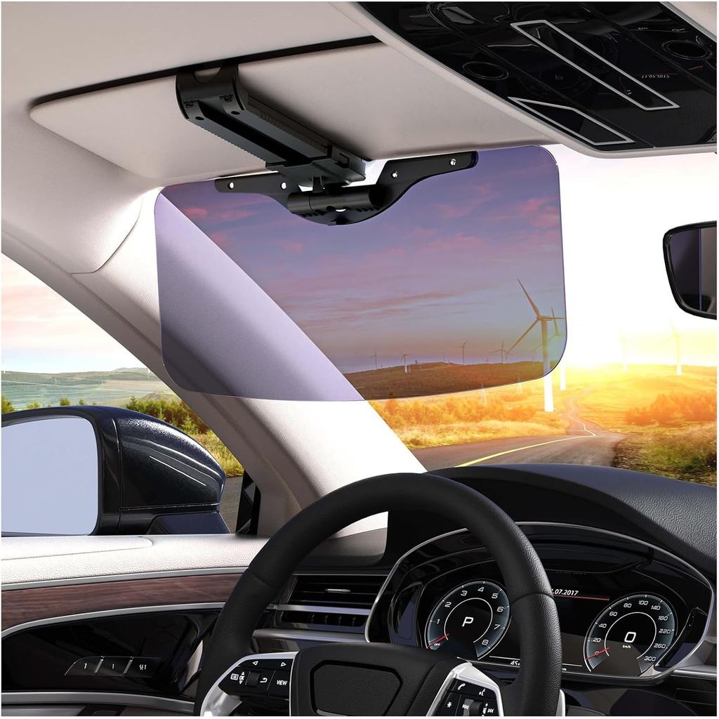 Viseira solar para carro, viseira ajustável para carro, lente de PC resistente ao desgaste HD, UV400 anti-polarizada/ant