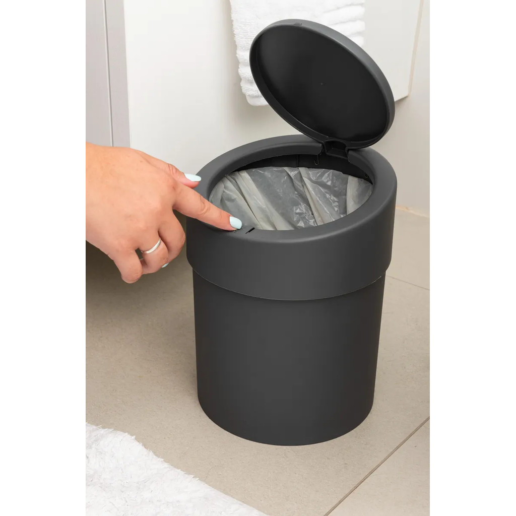 Lixeira Automática 5 Litros Coza Press Click Tampa Esconde Sacola Para Cozinha Banheiro Elegante