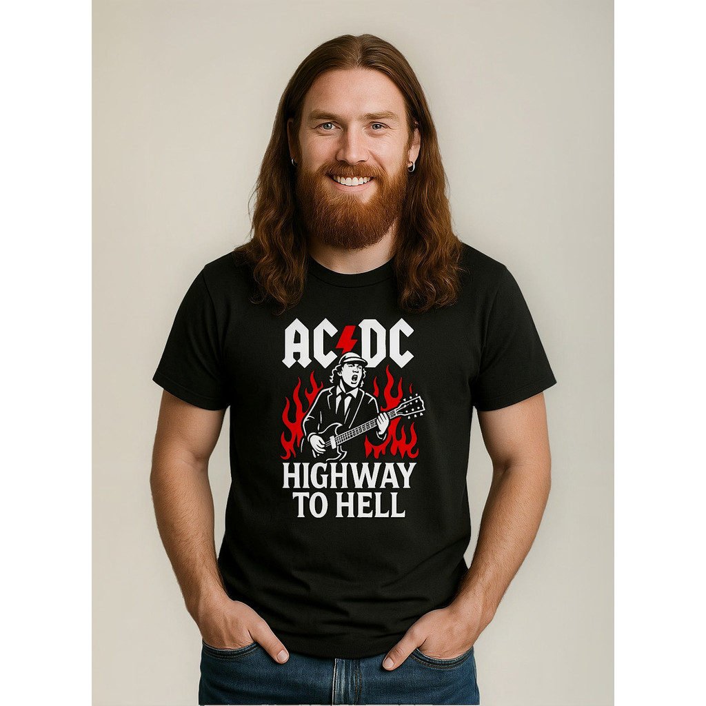 Highway To Well Acdc Rock Anos 70 Camiseta Algodão Unissex