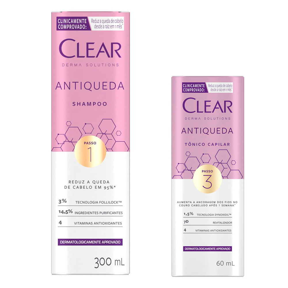 Kit 1 Tônico Clear Derma Solutions Antiqueda 60ml em Oferta na Shopee