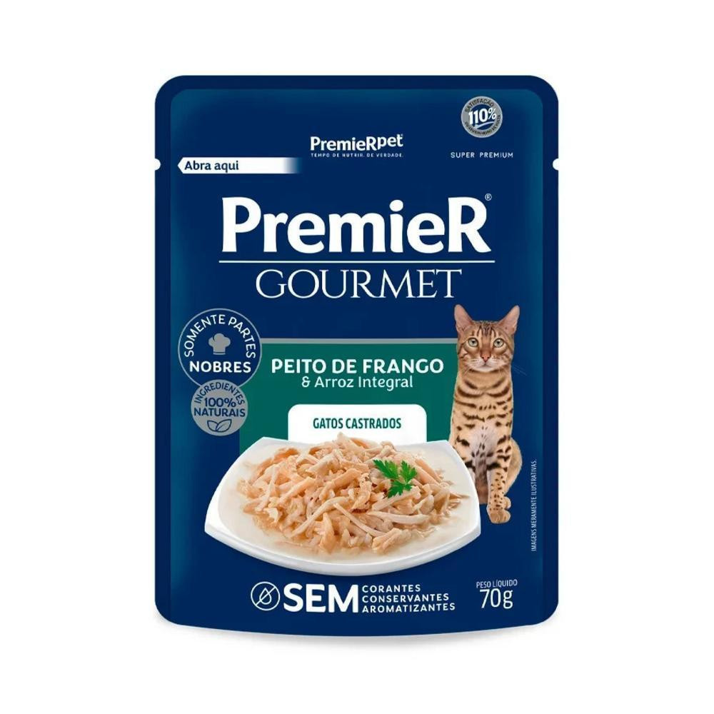 Ração Úmida Gourmet Para Gatos sabor Peito de Frango e Arroz integral 70g Premier