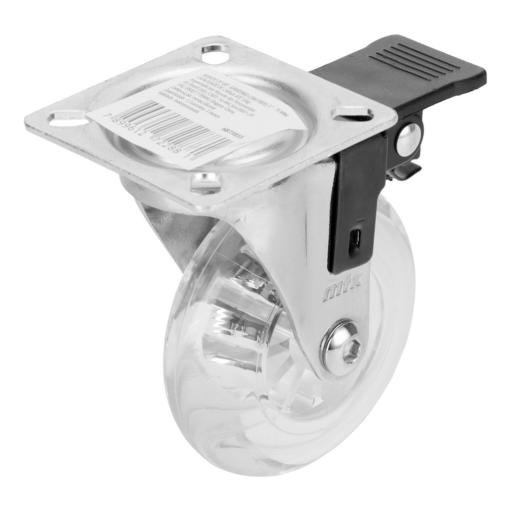 RODIZIO DE GEL, GIRATORIO COM FREIO,  3POL., CAPACIDADE DE CARGA ATE 55 KG, 75MM, 1PC // MTX em Oferta na Shopee