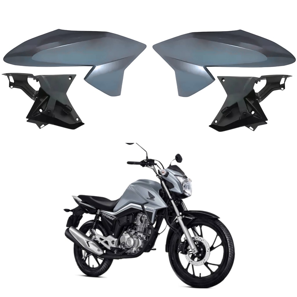 KIT ABA ASA TANQUE ALETA + ABA INTERNO HONDA CG TITAN 160 2016-2021 PRATA IBIUNA PARAMOTOS HONDA