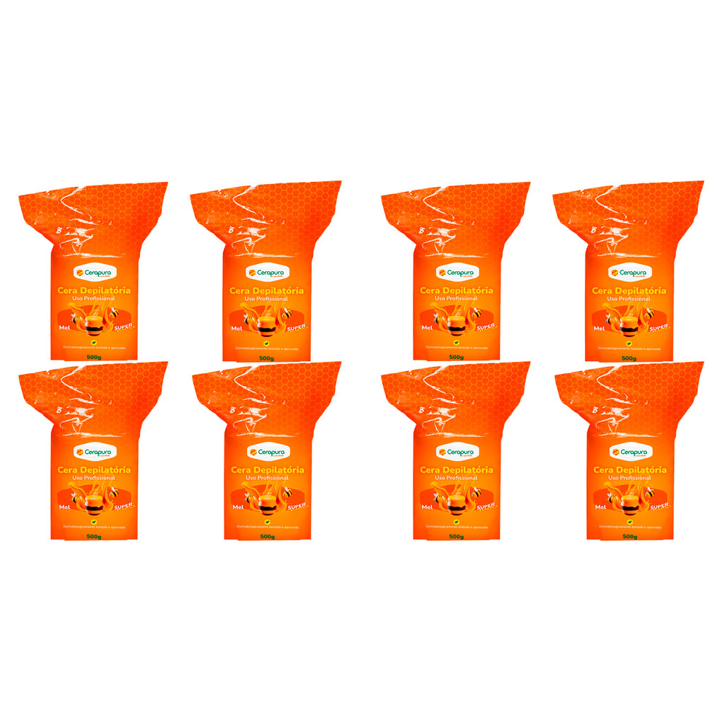 Kit 8 Cera depilatoria elastica de mel Cerapura Total 4 kg