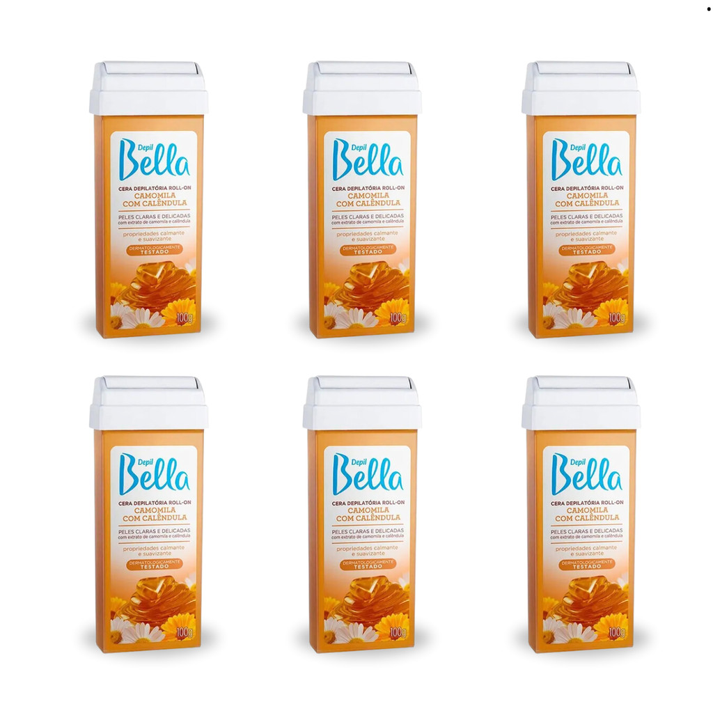 Kit Cera Depil Bella Roll-on Camomila com Calêndula 6 unidades em Oferta na Shopee