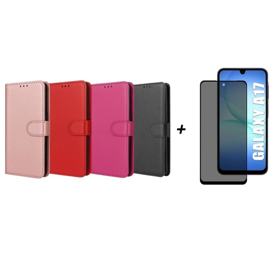 Capa Capinha Case Carteira Flip Couro + Pelicula Privacidade Samsung Galaxy A17 5g
