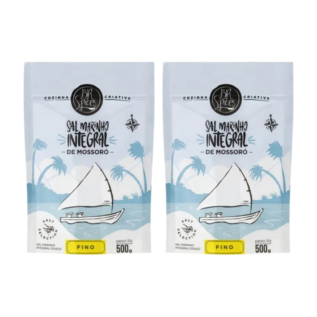 2x Sal Marinho Fino Integral Mossoró Br Spices Salt 500g em Oferta na Shopee