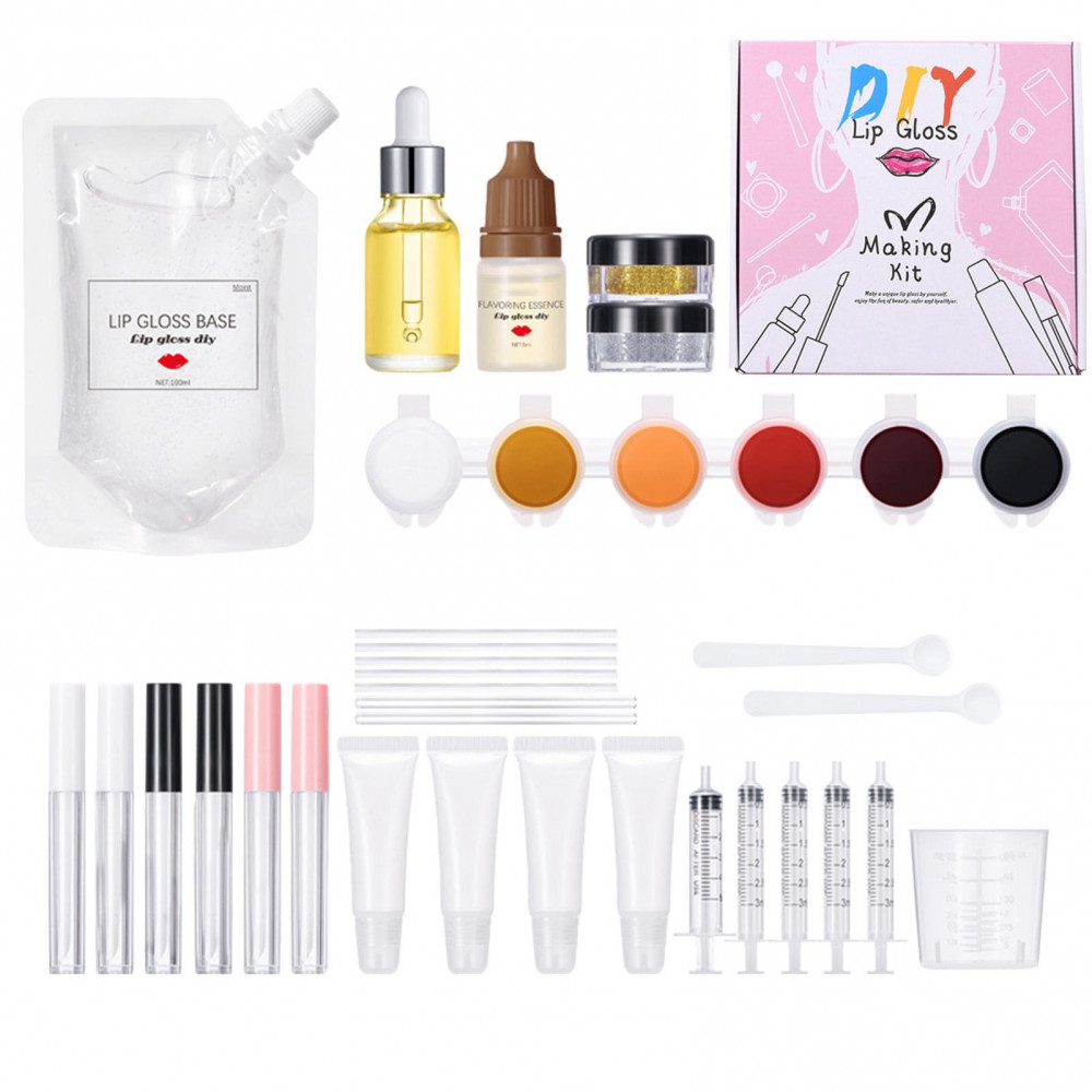 DIY Lip Gloss Making Kit Hidratante Glitter Maker Faça Suas Próprias Criações De Brilho Labial Conjunto De Presente De M