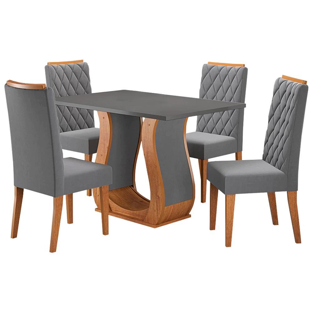 Conjunto de Mesa Sala de Jantar 1,20m 4 Cadeiras Veneto Veludo Viero