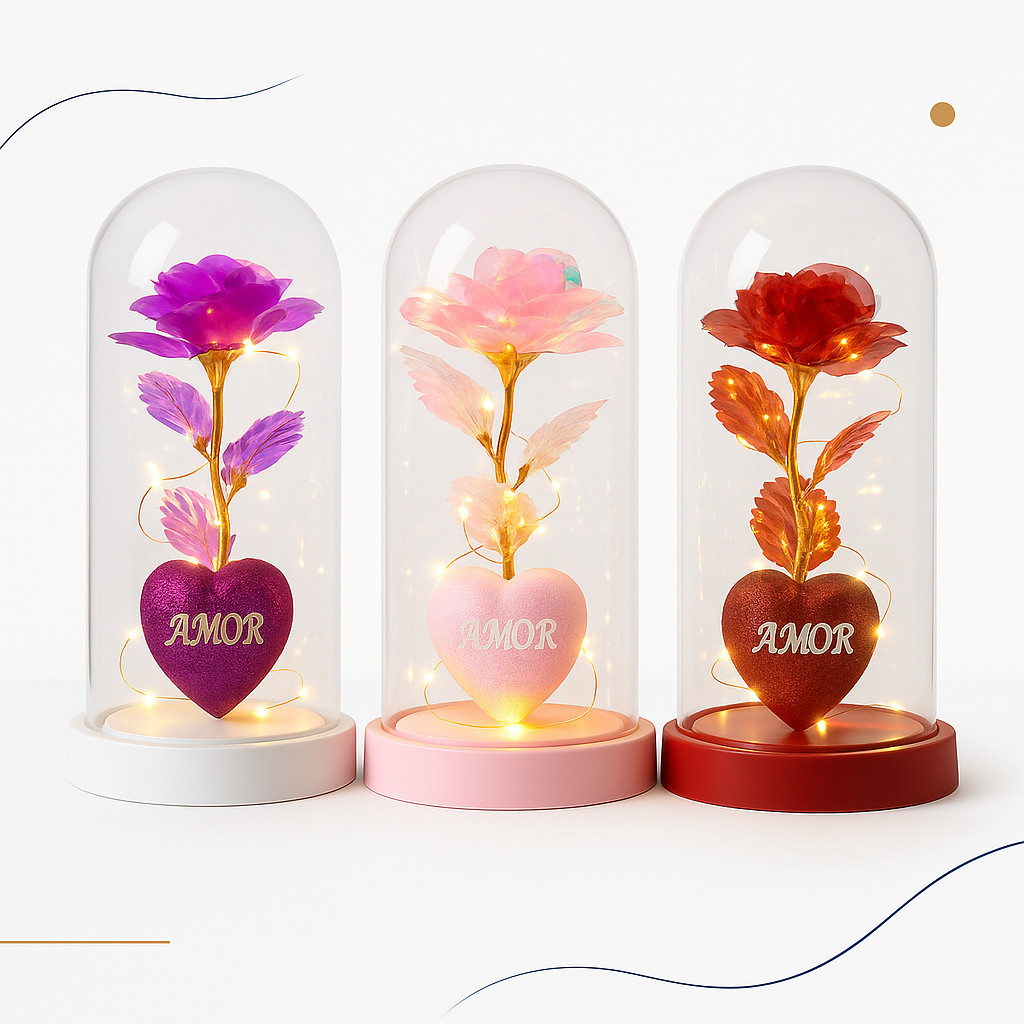 Luminária Rosa Eterna Coração Amor Luz Decorativa Romântico em Oferta na Shopee