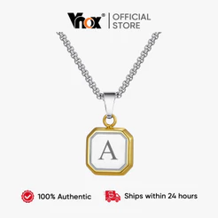 Vnox Colar Masculino À Prova D'água , Resistente A Manchas , Banhado Ouro , Letra Quadrada , Pingente , Corrente , Estil