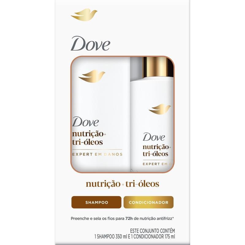 Kit Shampoo Dove 350ml + Condicionador Dove Nutrição+ Tri-Óleos Expert em Danos 175ml