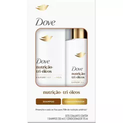 Kit Shampoo Dove 350ml + Condicionador Dove Nutrição+ Tri-Óleos Expert em Danos 175ml