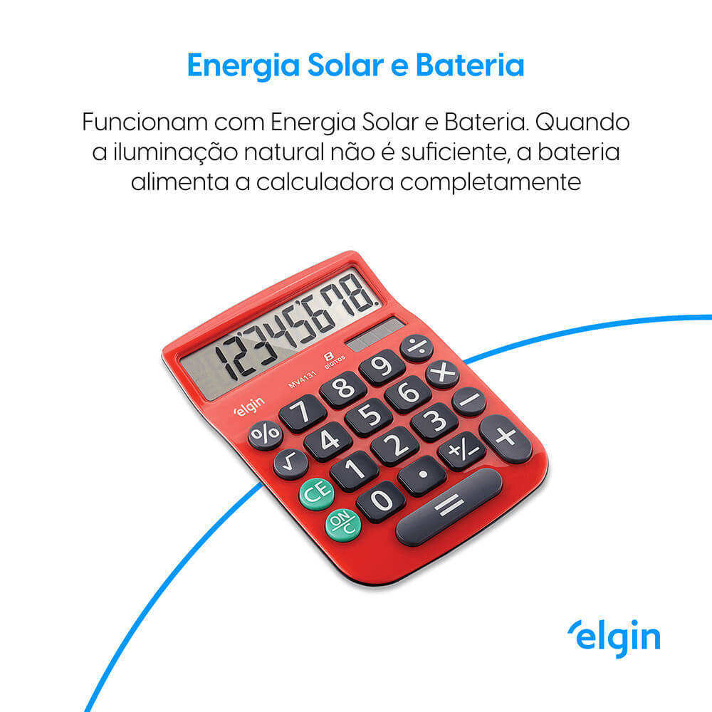 Calculadora de Mesa 4131 Vermelha - 8 Dígitos Raíz Quadrada · foto 2