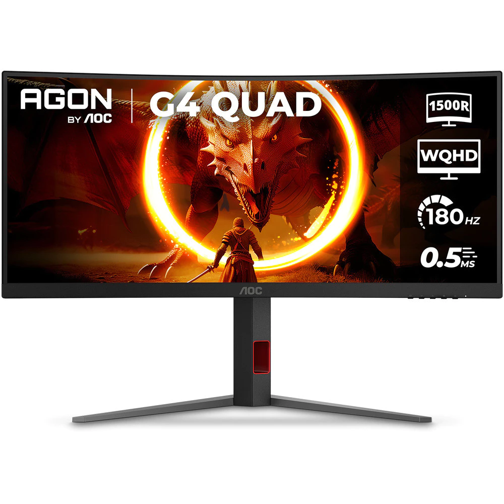 Monitor Gamer Curvo AOC AGON QUAD 34" Ultrawide WQHD 180Hz 0,5ms Base Ajustável U34G4C