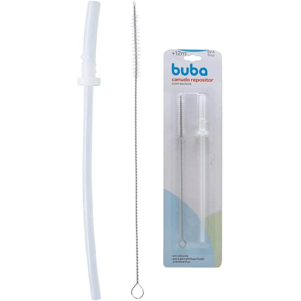 Refil Canudo Escova Repositor Para Garrafa Livre de BPA Infantil Buba Fun Silicone Acessório Original