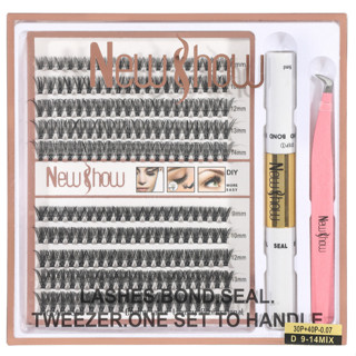 New Show Cílios 12P/20P/30P/40P Tufos Sem Nó Mix 9-14mm MIX + 1 Principal Pinça + 1  Cola em Oferta na Shopee