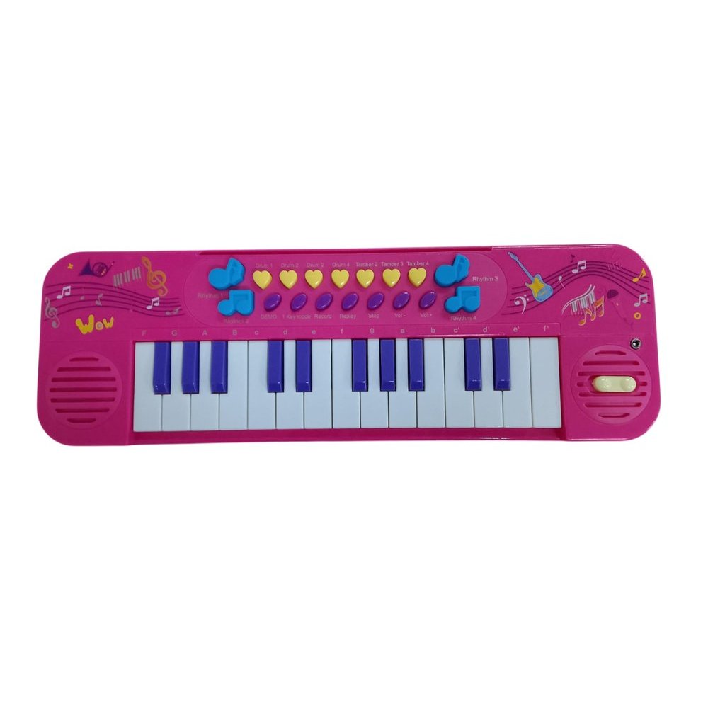 Kit Teclado Musical Infantil com Microfone - Rosa